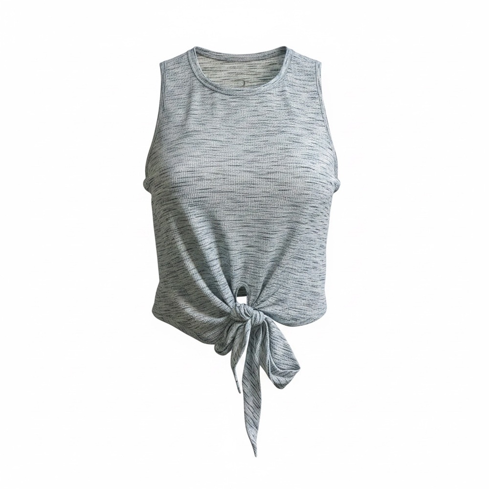 Zyia Women’s Tie-Front Activewear Tank Top - Light Heather Gray